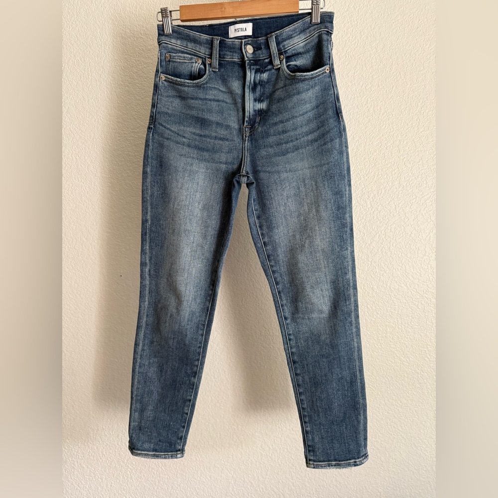 PISTOLA High Waist Madi Ankle Straight Leg Jeans in Haus Wash